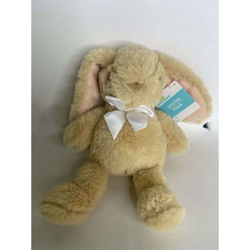 Walmart Beige Tan Plush Bunny Rabbit Stuffed Animal Tow with Bow 2023 NEW